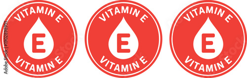 Vitamin E Badge Outline Icon Set  Cosmetic and Skincare Nutrition Labels
