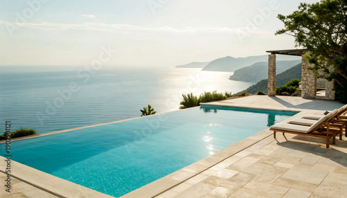 Luxurious infinity pool overlooking the Mediterranean Sea
