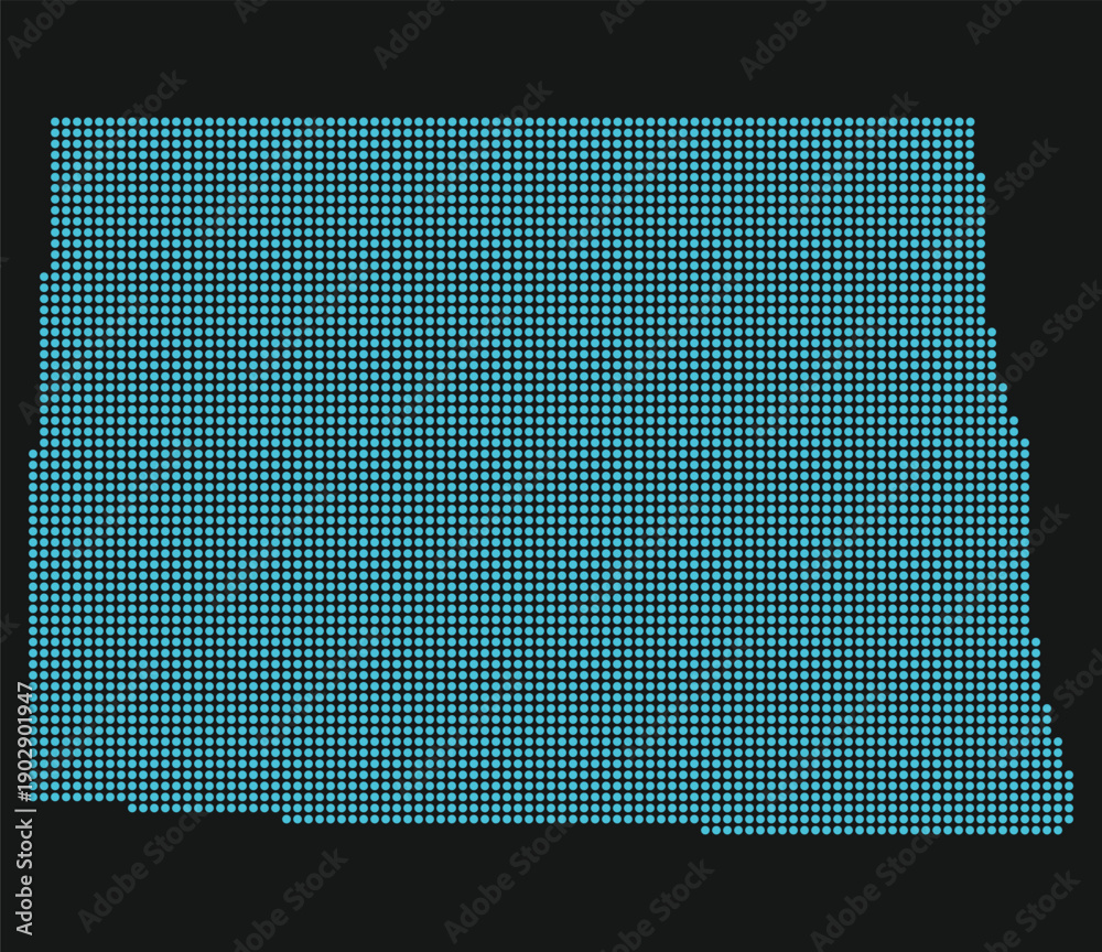 Εκτύπωση καμβά North Dakota Light Blue Point Grid Map on Black for Grand Forks UAS Ecosystem an