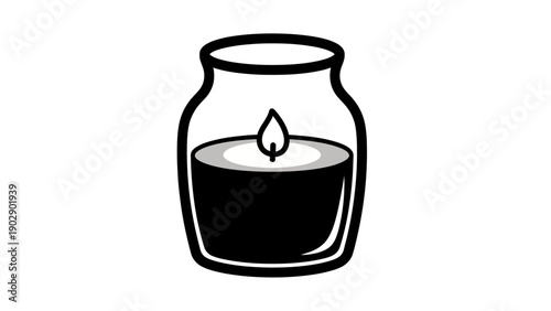 Black candle in a glass jar.