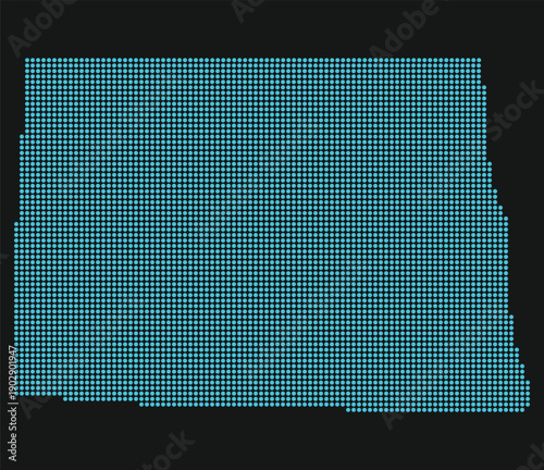 North Dakota Light Blue Point Grid Map on Black for Grand Forks UAS Ecosystem and Defense Lab
