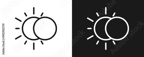Eclipse Icon Set Outline In White And Black Background