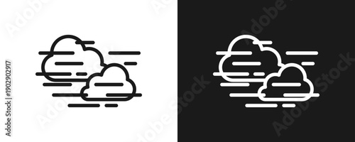 Foggy Icon Set Outline In White And Black Background