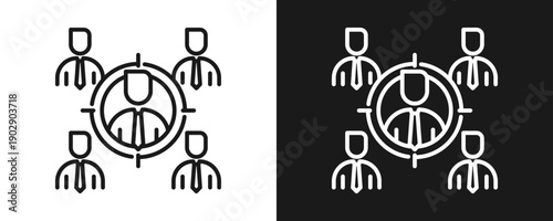 Focus Icon Set Outline In White And Black Background