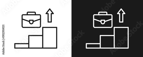 Career Path Icon Set Outline In White And Black Background
