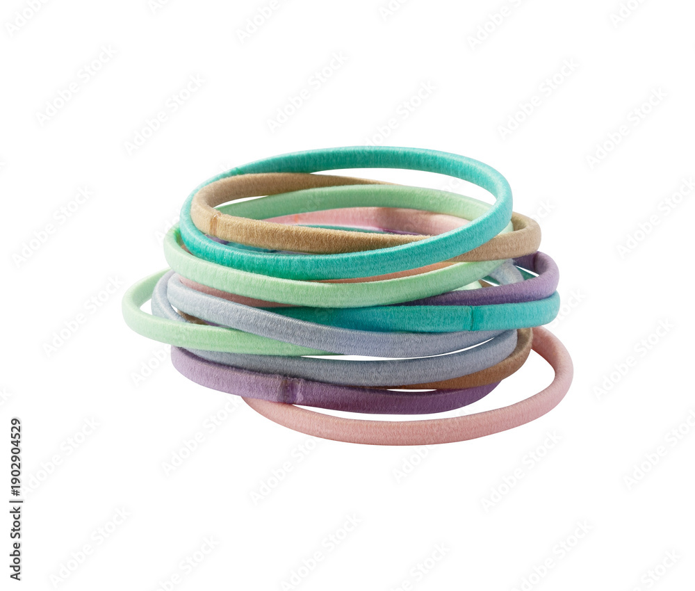 Fototapeta premium pile of elastic bands isolated on white