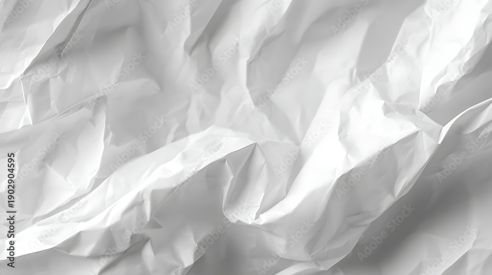 Obraz premium Abstract white crumpled paper texture with deep shadows