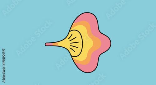 Abstract colorful sound wave emitting horn illustration on a vibrant blue background a visual