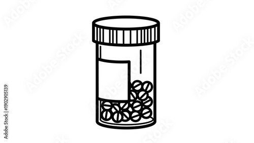 Pill bottle with medical capsules.