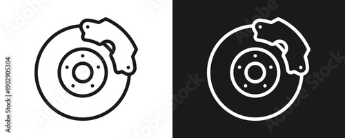 Brake Repair Icon Set Outline In White And Black Background