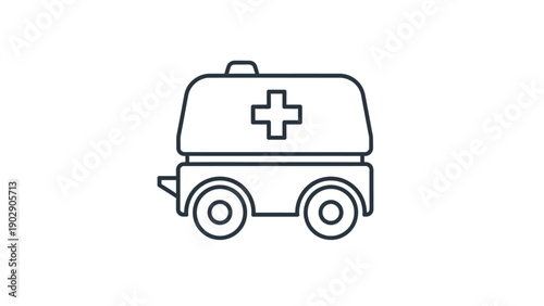 Minimalist outline icon depicting a medical transport vehicle for emergency healthcare assistance