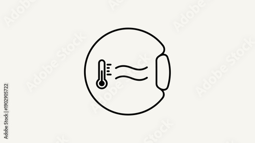 Minimalist icon illustrating temperature and airflow sensing within a climate control system device