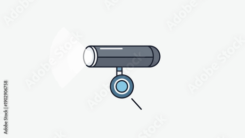 Modern flat design icon of a spotlight illuminating light beam vector illustration