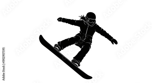Dynamic Snowboarder Silhouette Illustration