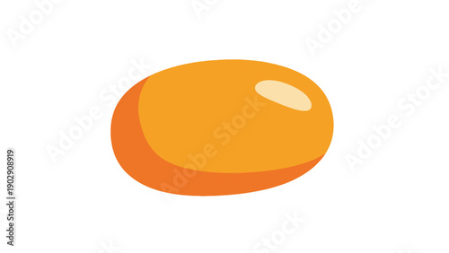 Simple cartoon illustration of a shiny orange oval object with a soft shadow and highlight