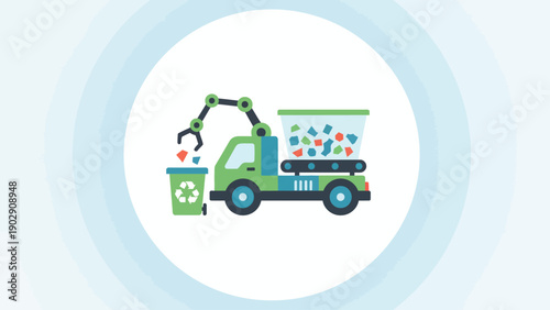 Automated recycling truck efficiently managing waste and promoting environmental sustainability