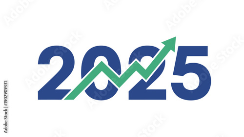 Clean blue and green 2025 logo with arrow indicating growth and forward momentum in a modern vector design.