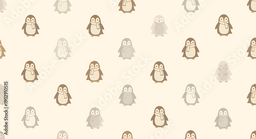 Cute Penguin Pattern, Kawaii Animals, Winter Theme, Seamless Background