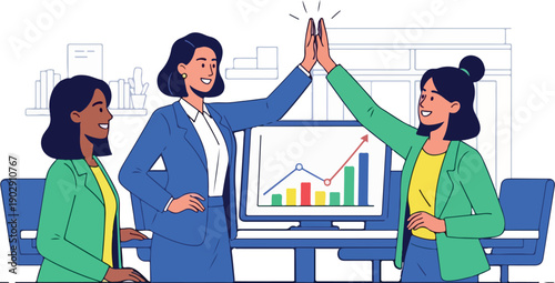 Business Team High Five Success isolated on transparent background