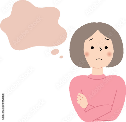 考え事をする若い女性