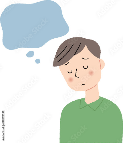 考え事をする若い男性