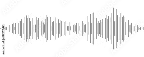 Black color abstract equalizer shape design. Line music sound wave element. Audio radio signal visualization concept. Digital voice assistant line pattern. Linear song track sample player. Vector
