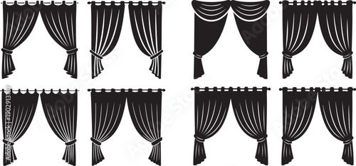 Black and White Curtains with Various Drape Styles