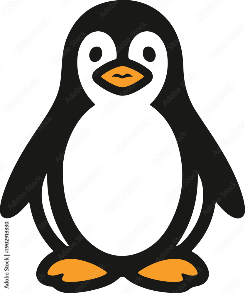 Fototapeta premium Cute Penguin Cartoon Vector Illustration Isolated on White Background