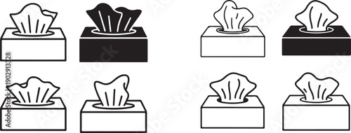 Eight Tissue Boxes with Different Tissue Styles tissues