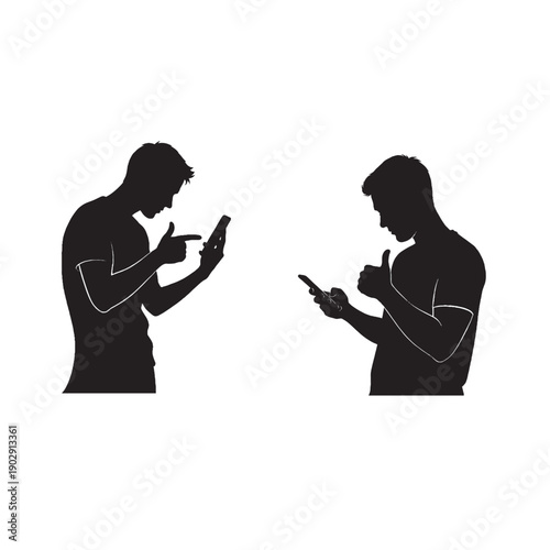 Person Scrolling Endlessly Silhouette – Digital Addiction, Social Media Loop, Tech Trap Concept
