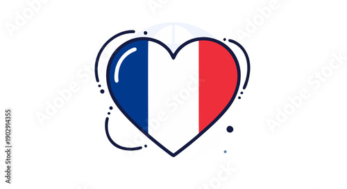 Free Download Stylized Heart-Shaped Logo with French Flag Colors Set Clean White Background - GFXLoad
