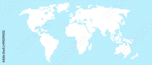 Blue pixel world ocean map concept. Abstract dotted globe world map for poster, banner, brochure, flyer, booklet, presentation. Continents infographics wallpaper. Vector globe salt water illustration