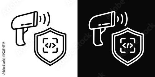 Code Scan Icon White And Black Background Style