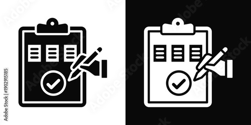 Manual Approval Icon White And Black Background Style