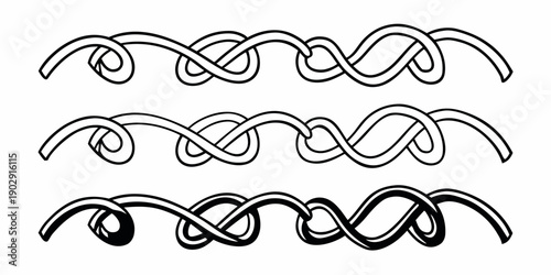 Elegant continuous knot pattern border concept, a sophisticated interwoven line art motif for decorative design elements and classic embellishments