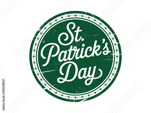 A green St. Patrick's Day logo on a white background