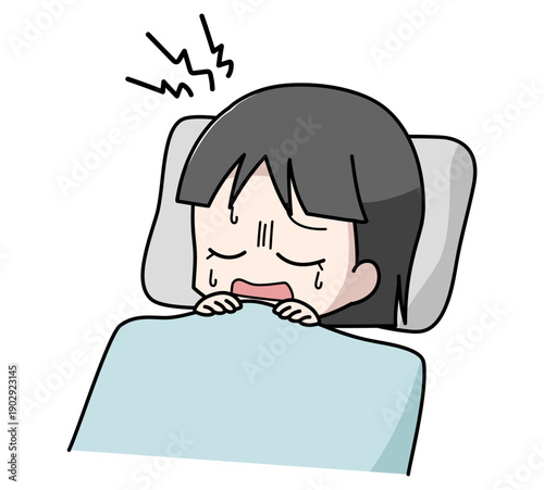睡眠中にうなされている女児のイラスト