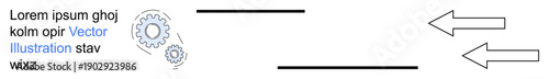 Workflow optimization, process automation, project planning, systems design, technology development, data integration. Gears and arrows in a diagram. Workflow optimization and process automation
