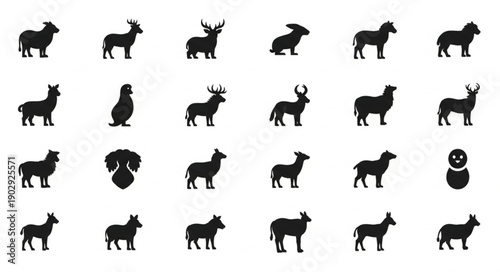 Collection of Animal Silhouettes Vector Icons.
