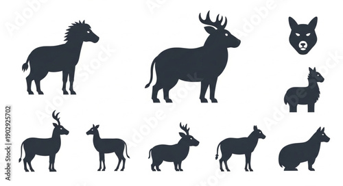 Collection of Animal Silhouettes Vector Illustration.