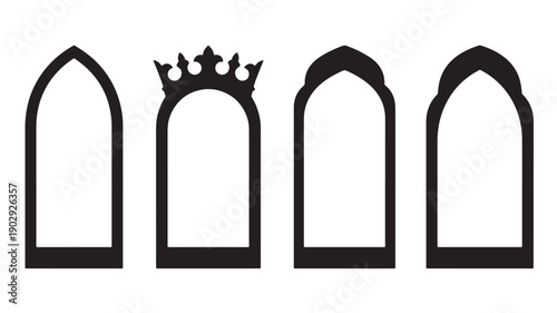 Vector Gothic Arch Window Frames For Architecture And Design Elements