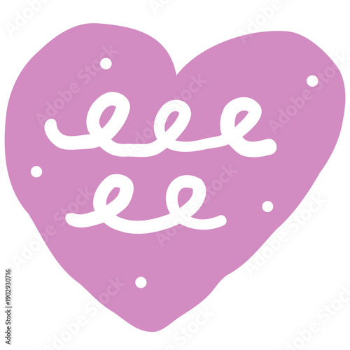 波線模様の入った薄紫色のハート / Light purple heart with wavy line pattern.