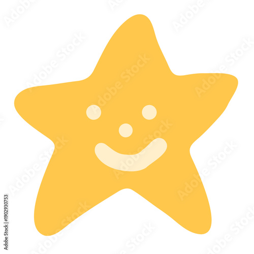 笑顔の黄色い星のキャラクター / Cute smiling yellow star character.