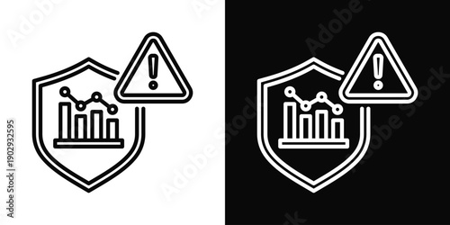 Risk Assessment Icon White And Black Background Style