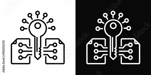 Encryption Key Icon White And Black Background Style
