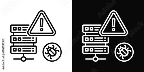 Data Breach Icon White And Black Background Style