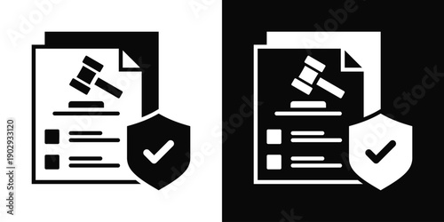 Policy Enforcement Icon White And Black Background Style