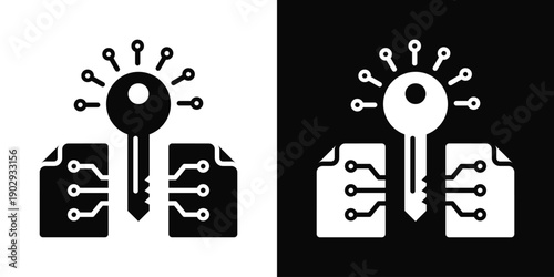 Encryption Key Icon White And Black Background Style