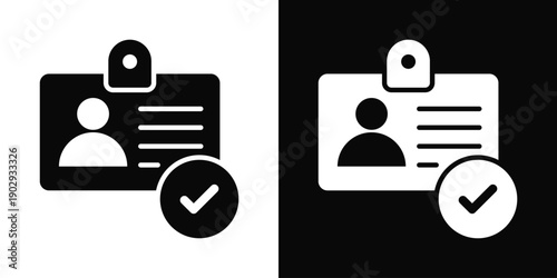 Identity Verification Icon White And Black Background Style