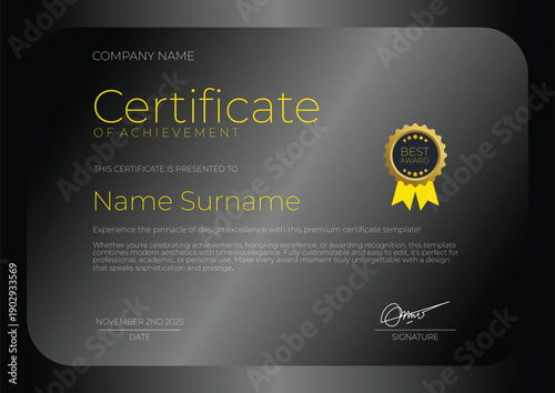 Professional Certificate Template with Gold Seal and Signature.
